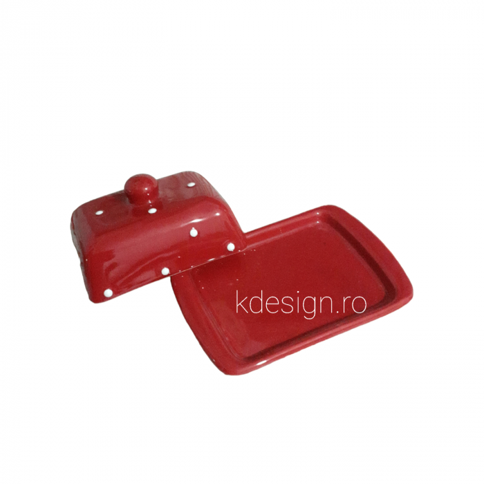 Untiera rosie cu buline albe, ceramica [4]