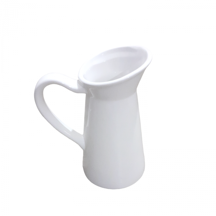 Vaza alba stil carafa cu maner 17 cm [4]