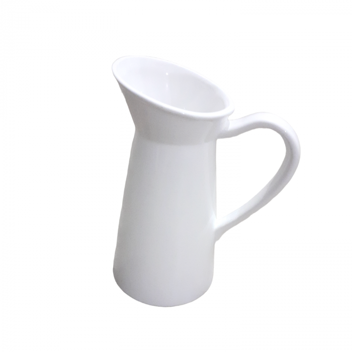 Vaza alba stil carafa cu maner 24 cm [5]