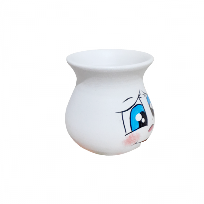 Vaza mini din ceramică, pictata manual - alb [4]