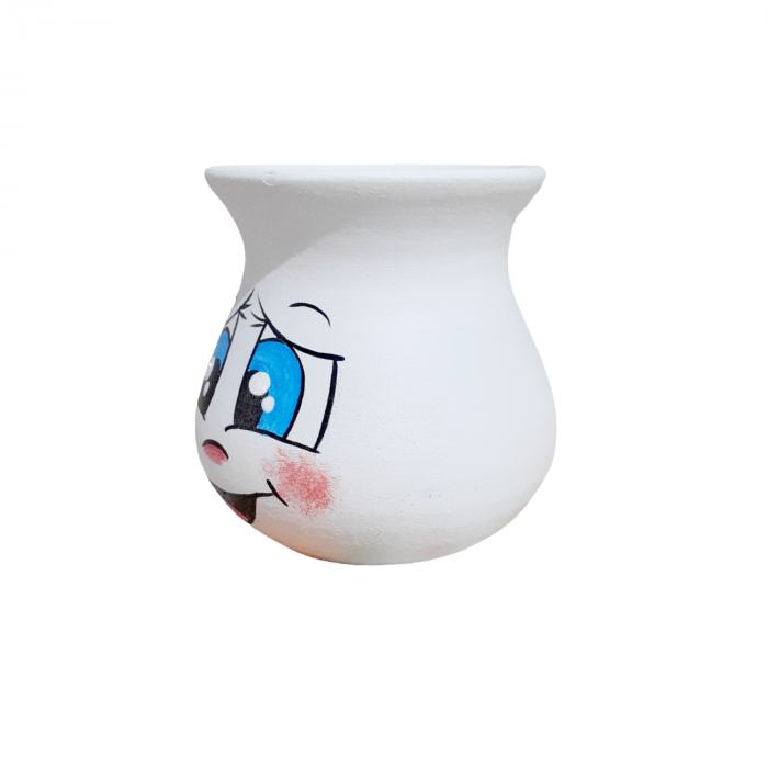 Vaza mini din ceramică, pictata manual - alb [3]