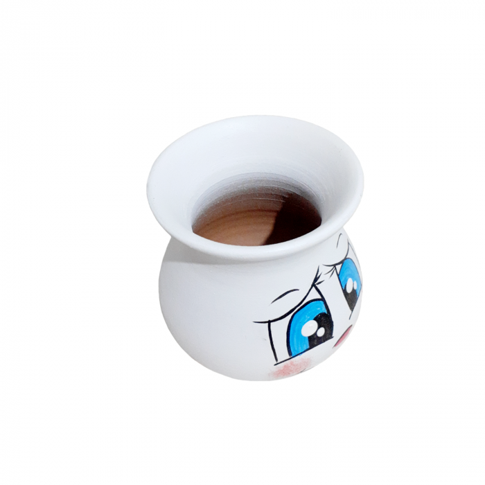 Vaza mini din ceramică, pictata manual - alb [2]