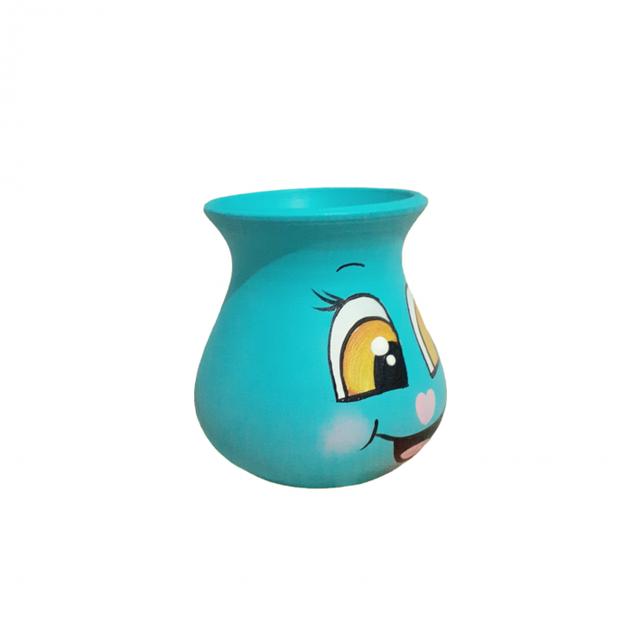 Vaza mini din ceramică, pictata manual - bleu [3]