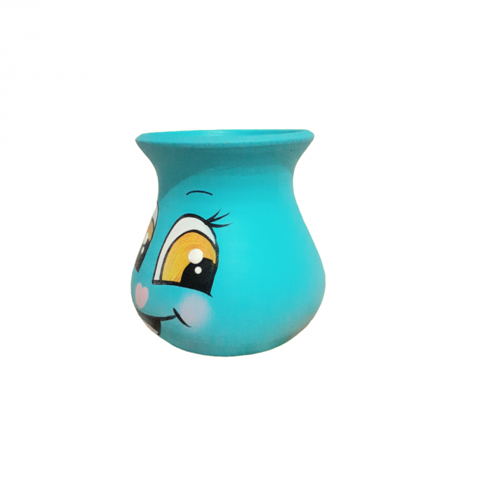 Vaza mini din ceramică, pictata manual - bleu [2]