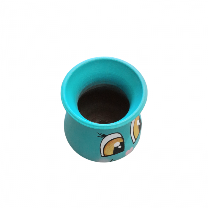 Vaza mini din ceramică, pictata manual - bleu [4]