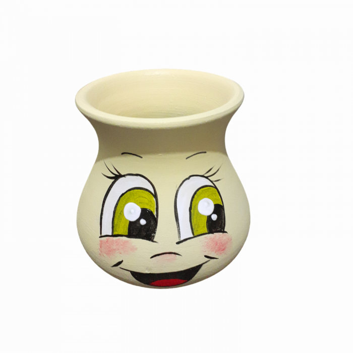 Vaza mini din ceramica, pictata manual - galben [4]