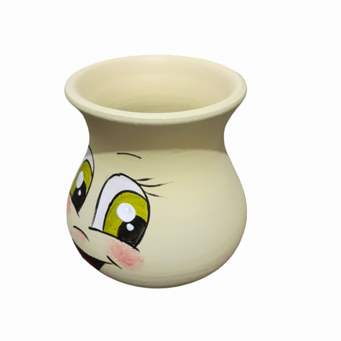 Vaza mini din ceramica, pictata manual - galben [2]