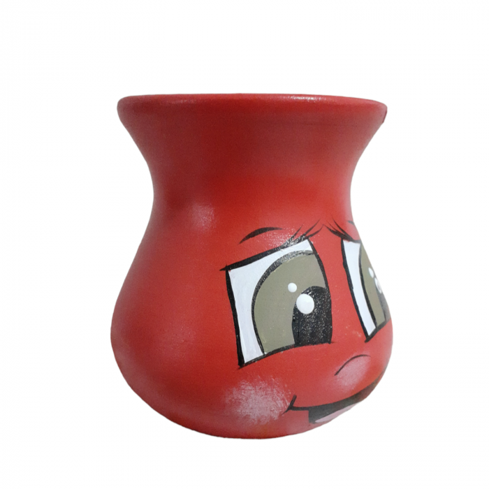 Vaza mini din ceramica, pictata manual - rosu [3]