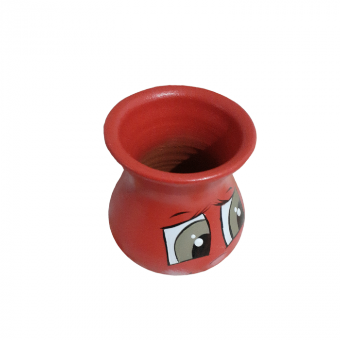Vaza mini din ceramica, pictata manual - rosu [4]