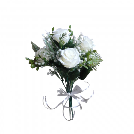 Aranjament flori artificiale de trandafiri si gypsophilia 37 cm [2]
