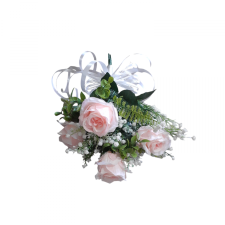 Aranjament flori artificiale de trandafiri si gypsophilia 37 cm [3]