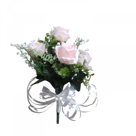 Aranjament flori artificiale de trandafiri si gypsophilia 37 cm [2]