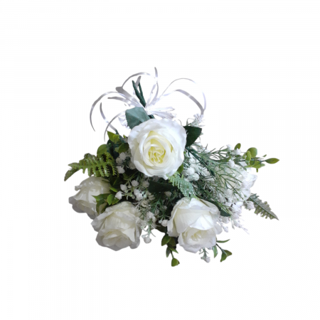 Aranjament flori artificiale de trandafiri si gypsophilia 37 cm [1]