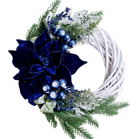 Iarna si Craciun - Coronita decorativa Craciun, albastru 30 cm