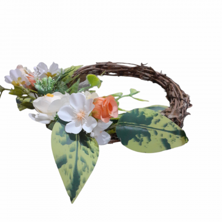 Coronita decorativa cu flori artificiale pentru usa sau perete, multicolor, 16 cm_6 [2]