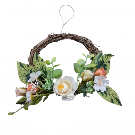 Coronita decorativa cu flori artificiale pentru usa sau perete, multicolor, 16 cm_6 [1]