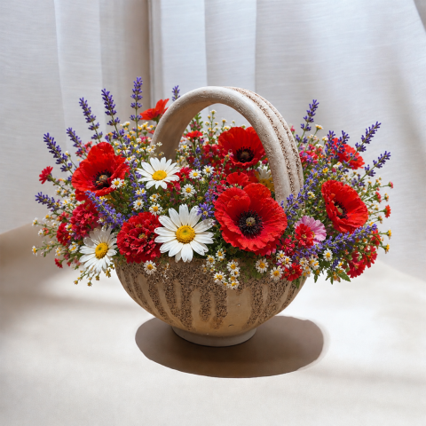 Cosulet din ceramica pentru flori, 12x15x7 cm [5]