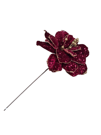 Craciunita decorativa catifea cu paiete si insertii aurii, 30x40 cm verde [2]