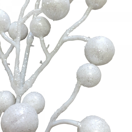 Crenguta decorativa alba cu bilute 40 cm_3 [3]