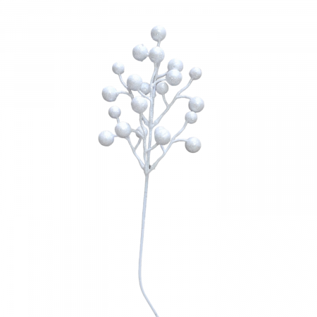 Home & Deco - Crenguta decorativa alba cu bilute 40 cm_3