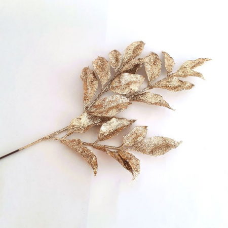 Crenguta decorativa cu frunze auriu sampanie 45cm [2]
