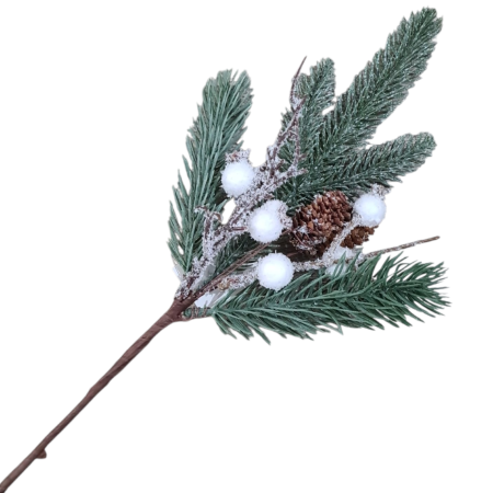 Crenguta decorativa brad inzapezit, ilex alb si con, 35 cm [2]