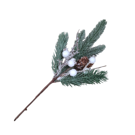 Crenguta decorativa brad inzapezit, ilex alb si con, 35 cm [1]