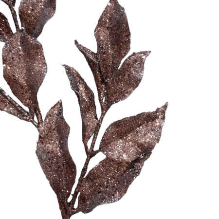 Crenguta decorativa cu frunze, maro cu glitter 47b [2]