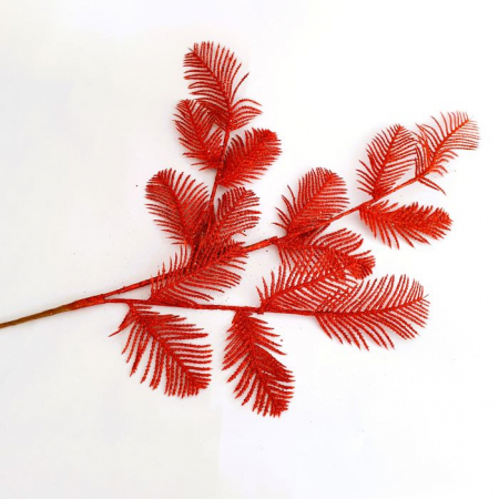 Crenguta artificiala pana, rosu cu glitter 85 cm [3]