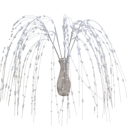 Plante artificiale - Crenguta decorativa cu ramuri curgatoare si bilute, alb irizat, 100 cm