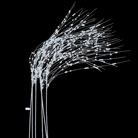 Crenguta decorativa cu ramuri curgatoare si bilute, alb irizat, 100 cm [8]