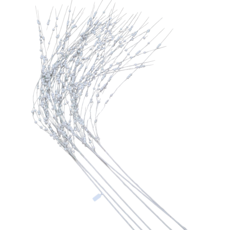 Crenguta decorativa cu ramuri curgatoare si bilute, alb irizat, 100 cm [9]