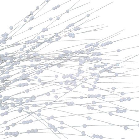 Crenguta decorativa cu ramuri curgatoare si bilute, alb irizat, 100 cm [2]