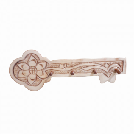 Elemente decorative pentru casa - Cuier pentru chei din lemn sculptat_34x12 cm