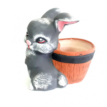 Decor de gradina cu ghiveci pentru flori, Bunny, 35x35x20 cm [3]