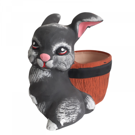 Vara - Decor de gradina cu ghiveci pentru flori, Bunny, 35x35x20 cm