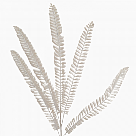 Iarna si Craciun - Crenguta decorativa cu frunze alb sidefat, 95 cm