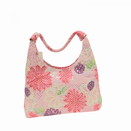 Vara - Geanta de vara cu flori roz multicolor