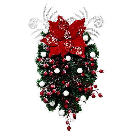 DE SEZON - Ghirlanda decorativa pentru Craciun, rosu, 55x30 cm