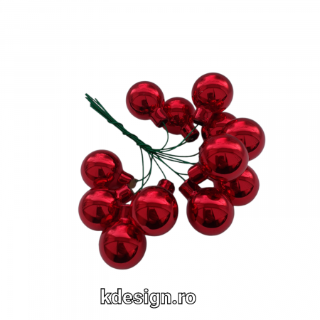Set 12 globuri de sticla rosu mat 2 cm [1]