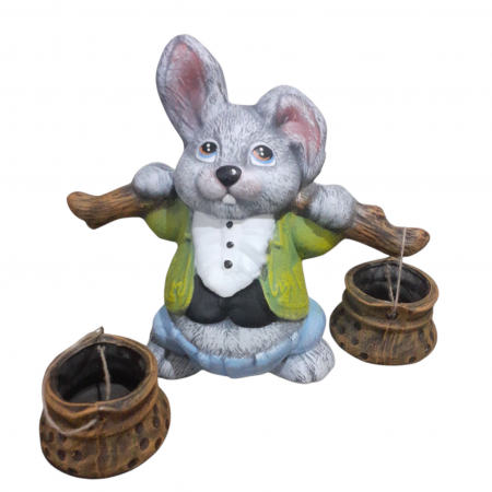 Ornament de gradina, iepuras cu doua ghivece [3]