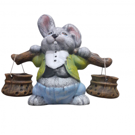 Ornament de gradina, iepuras cu doua ghivece [5]
