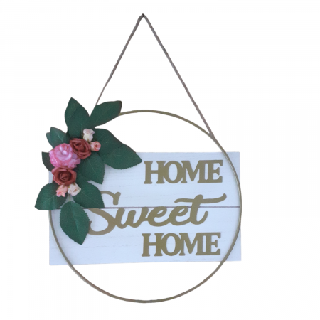 Ornament pentru usa cu flori artificiale, Home Sweet Home [2]