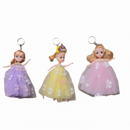 Papusa breloc 15 cm, set 3 buc, galben, roz și mov [7]