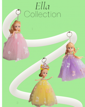 Papusa breloc 15 cm, set 3 buc, galben, roz și mov [2]