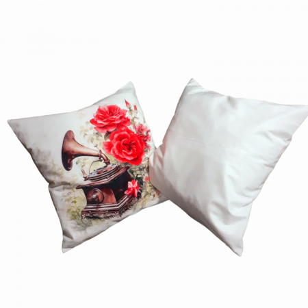 Perna decorativa alba cu imprimeu,  40x40 cm [6]