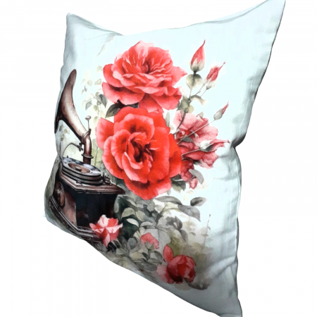 Perna decorativa alba cu imprimeu,  40x40 cm [1]