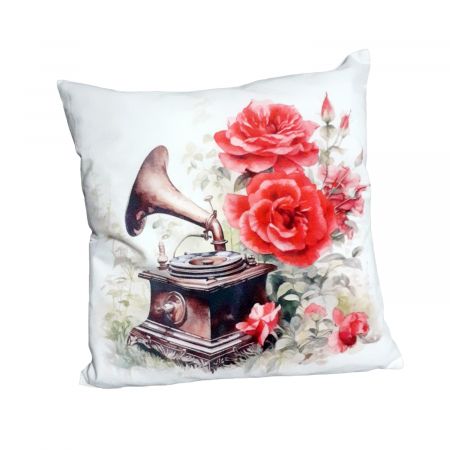 Perna decorativa alba cu imprimeu,  40x40 cm [2]