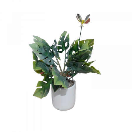 Planta decorativa verde cu ghiveci alb 25 cm [4]
