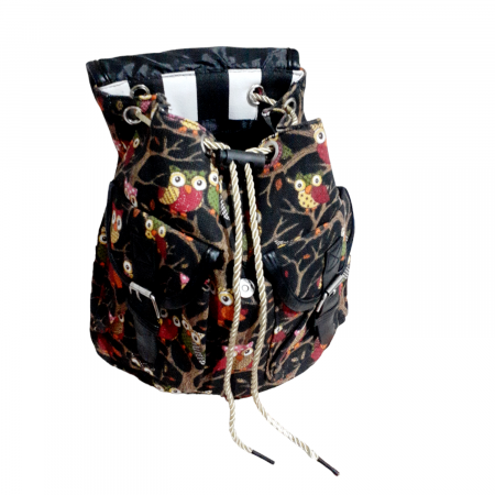 Rucsac mini, negru cu bufnite multicolore, 30x28 cm [3]